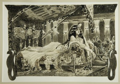 Kleopatra sängyssä, 1899 tekijältä Mikhail Aleksandrovich Vrubel