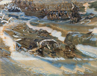 Kuvitus A. Pushkinin satuun tsaari Saltanista, 1901 tekijältä Mikhail Aleksandrovich Vrubel