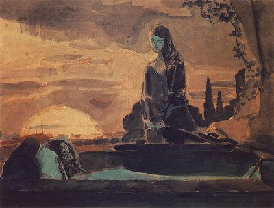 Valitusvirsi I, 1887 (lyijykynä, wc ja kalkki paperille) tekijältä Mikhail Aleksandrovich Vrubel