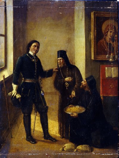 Voronežin piispa Mitrophan lahjoitti Pietari I:lle Azovin laivaston rakentamiseen vuonna 1696 tekijältä Mikhail Ivanovich Terebenev