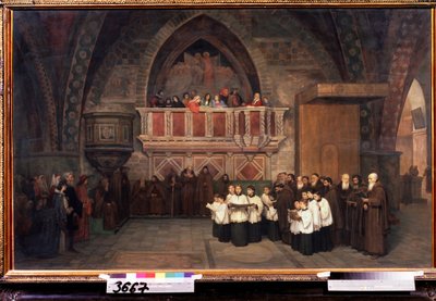 ""Vesperit Pyhän Franciscus Assisilaisen kirkossa, Italia"" Mihail Petrovitš Botkinin (1839-1914) maalaus 1871 Valtion Tretjakovin galleria, Moskova tekijältä Mikhail Petrovich Botkin