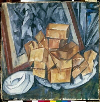 Nature morte (Asetelma) - Mihail Vasilyevich Le Dantyun (1891-1917) maalaus, öljy kankaalle, kubismi - Yksityiskokoelma tekijältä Mikhail Vasilevich Le Dantu