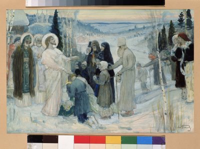 Pyhä Venäjä (Pyhä Venäjä). Mihail Vasiljevitš Nesterovin (1862-1942) työ, guassi pahville tekijältä Mikhail Vasilievich Nesterov