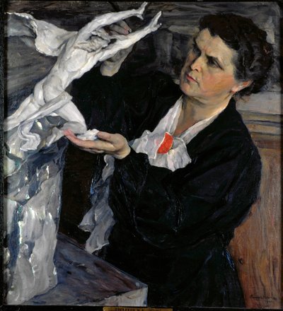 Kuvanveistäjä Vera Mukhina (Mukhina) (1889-1953) muotokuva. Mihail Vasylievich Nesterovin (1862-1942) maalaus öljy kankaalle tekijältä Mikhail Vasilievich Nesterov