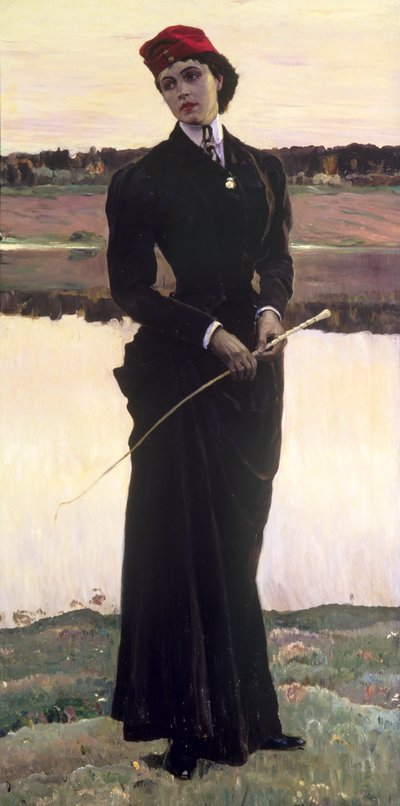 Olga Nesterovan muotokuva tai Nainen ratsastuksessa, 1906 tekijältä Mikhail Vasilievich Nesterov