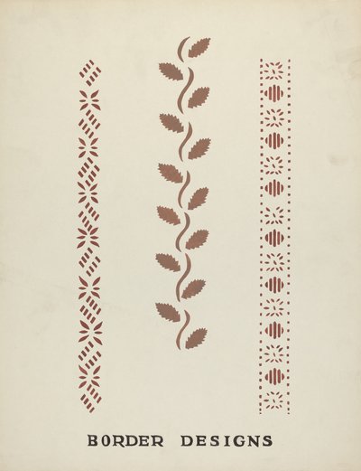 Reunusmallit ehdotetusta portfoliosta "Maine Wall Stencils" tekijältä Mildred E. Bent