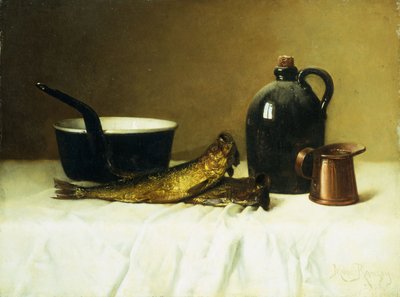 Asetelma silakan, ruukun, kannun ja mitan kanssa, 1908 tekijältä Milne Ramsey