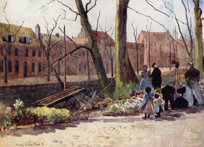 Flower-Market, Haarlem (väri litho) tekijältä Mima Nixon