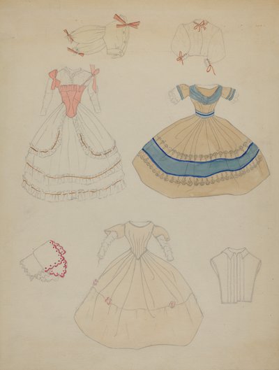 Nukke ja vaatekaappi, c. 1936. tekijältä Mina Lowry