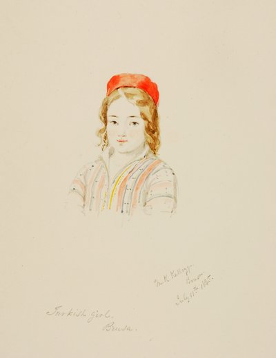 Turkkilainen tyttö, Brusa, 1845. tekijältä Miner Kilbourne Kellogg
