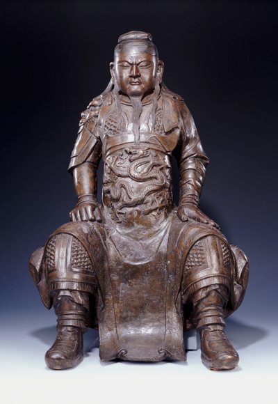 Hieno suuri varhainen Ming-pronssihahmo Guandista tekijältä Ming Dynasty Chinese School