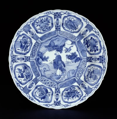 Sinivalkoinen kraakvati, jossa Li Tieguai ylittää meren kaksoiskurpitsalla, Wanli-kausi, 1594-1610 (posliini) tekijältä Ming Dynasty Chinese School