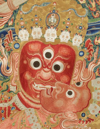 Yksityiskohta keisarillisesta kirjaillusta silkki-tangasta tekijältä Ming Dynasty Chinese School