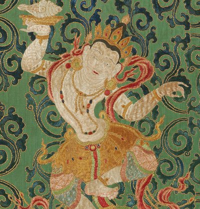 Yksityiskohta keisarillisesta kirjaillusta silkki-tangasta tekijältä Ming Dynasty Chinese School