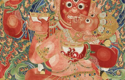 Yksityiskohta keisarillisesta kirjaillusta silkki-tangasta tekijältä Ming Dynasty Chinese School