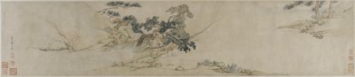 Sitaran soittaminen männyn alla, 1500-luvun loppu - 1600-luvun alku (muste ja väri paperille) tekijältä Ming Dynasty Chinese School