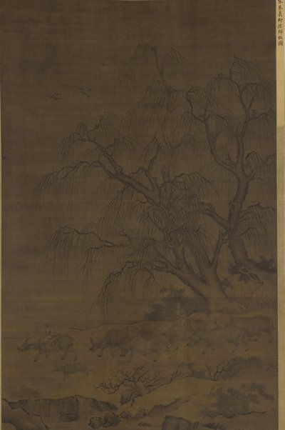 Vesipuhvelit ja hoitajat pajujen alla tekijältä Ming Dynasty Chinese School