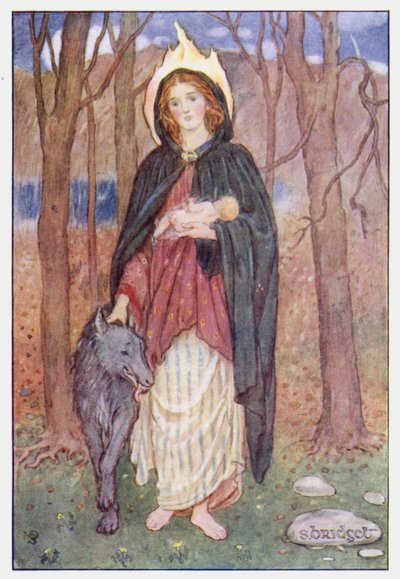 Saint Bridget (väri litho) tekijältä Minnie Didbin Spooner