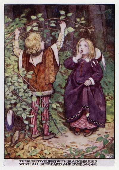 Babes in the Wood. Tuntematon (väri litho) tekijältä Minnie Didbin Spooner