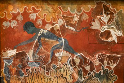 "Blue Boy" tai "Saffron Gatherer" fresko Knossoksen palatsista tekijältä Minoan