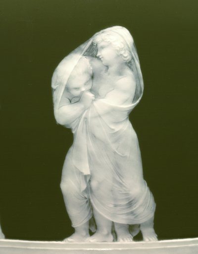 Yksityiskohta maljakoparista, "Les alteres y les frileux", 1879 tekijältä Mintons Ltd