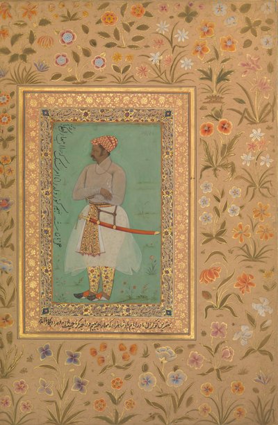 Muotokuva Maharaja Bhim Kanwarista, Folio Shah Jahan -albumista, toissijainen: n. 1615-29 tekijältä Mir 