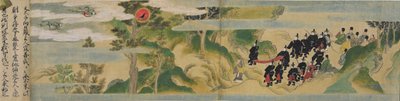 Geppoji-temppelin perustamishistoria, Muromachi-kausi, noin 1495 (muste, väri ja kulta paperille). tekijältä Mitsuyoshi Tosa