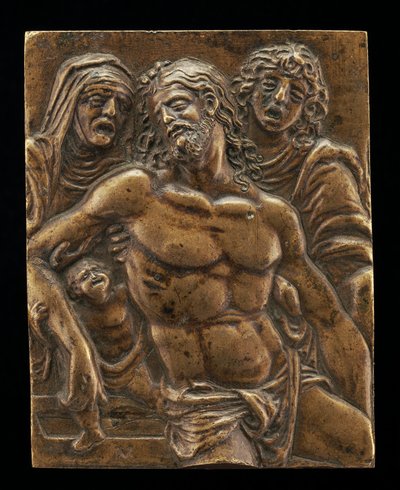 Kristus haudassa, Neitsyt, Pyhä Johannes ja enkeli tukemassa, 15081513. tekijältä Moderno