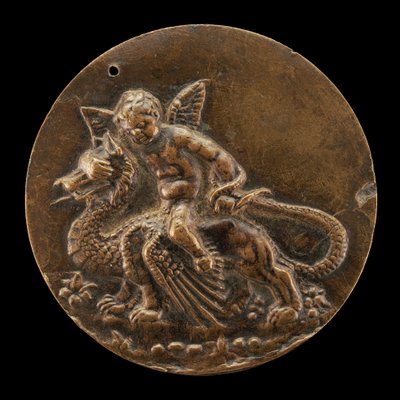 Amor ratsastaa lohikäärmeellä, c. 1500. tekijältä Moderno
