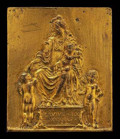 Madonna ja lapsi istuu kahden enkelin kanssa, 1552. tekijältä Moderno