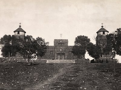 Imperiumin rakentaminen fasistisena aikana: abessinialainen kirkko Asmarassa, 09/05/1936 (s/w-kuva) tekijältä Modestino Baldinetti