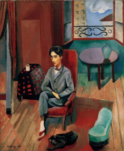 Jean Cocteau istuu ateljeessaan tekijältä Moise Kisling