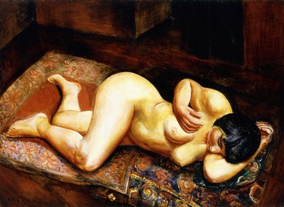 Makuuasennossa alaston nainen tekijältä Moise Kisling