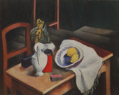 Asetelma sitruunoiden kanssa vihreällä taustalla tekijältä Moise Kisling