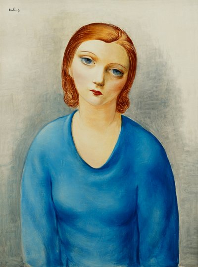 Nuori nainen sinisessä puserossa; Jeune Femme au Corsage Bleu, noin 1925 (öljy kankaalle) tekijältä Moise Kisling