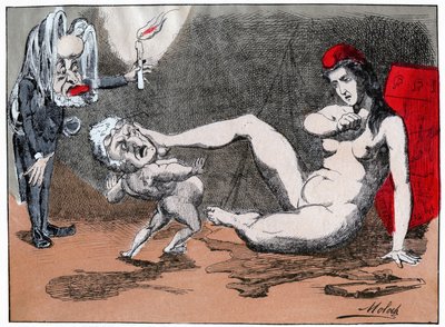 Adolphe Thiers raiskaa Mariannen, n. 1875 (painettu) tekijältä Moloch (1849 1909)