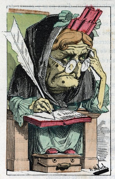 Allegoria Ranskan Akatemiasta Touchatoutin "" Le Trombinoscope" -sarjassa, B. Molochin sarjakuva vuodelta 1882 (1849-1909). Yksityinen kokoelma. tekijältä Moloch