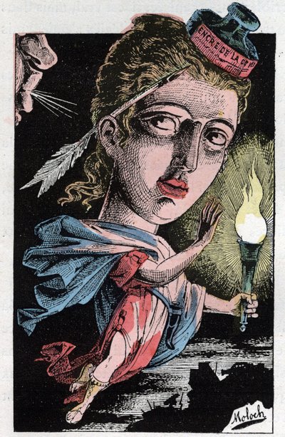 Lehdistön allegoria 1800-luvulla tekijältä Moloch