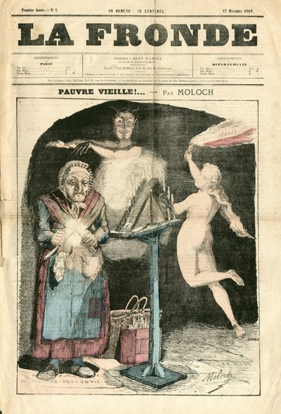 Kansi "La Fronde (1869-1870)", numero 7, värillinen satiirinen tekijältä Moloch