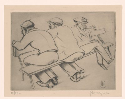 Kolme miestä sohvalla tekijältä Mommie Schwarz (signed by artist)
