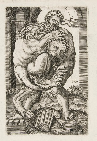 Hercules ja Nemean-leijona tekijältä Monogrammist B