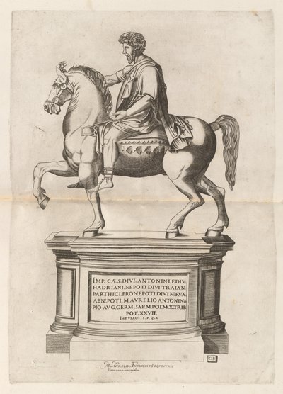 Marcus Aureliuksen ratsastuspatsas tekijältä Monogrammist CB after Nicolaus Beatrizet