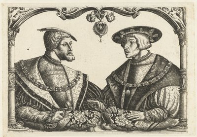 Karel V ja Ferdinand I tekijältä Monogrammist CB met boom (attributed to)