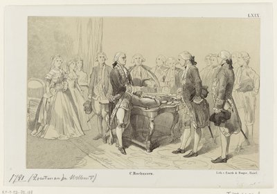 William V kunnioittaa Dogger Bankissa vuonna 1781 käydyn meritaistelun sankareita tekijältä Monogrammist IHM