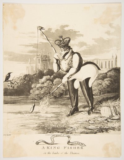 King Fisher Thames-joen rannalla, 1827. tekijältä Monogrammist JVS