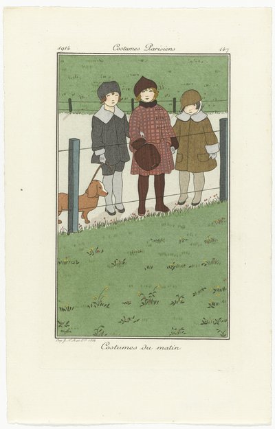 Journal des Dames et des Modes, Parisian Costumes, 1914, nro 147: Aamupuvut tekijältä Monogrammist MFN