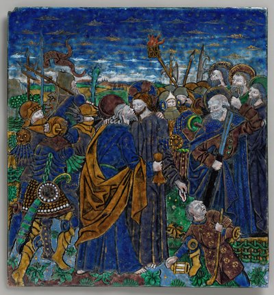 Plakki Kristuksen pettäminen, ranska, 1400-luku. tekijältä Monvaerni