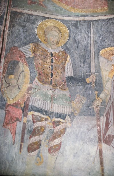 Pyhän Prokopiuksen fresko kirkossa, 1413-17 tekijältä Morava School