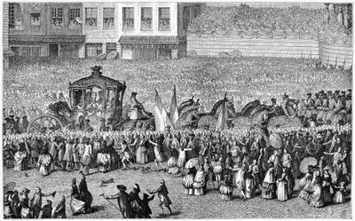 Hevoskärryt paraatissa, 1782, 1885. tekijältä Moreau
