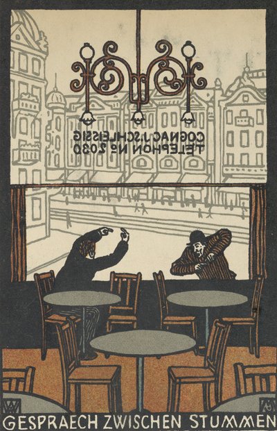Keskustelu Mutes Gespraech zwischen Stummenin välillä, 1907. tekijältä Moritz Jung
